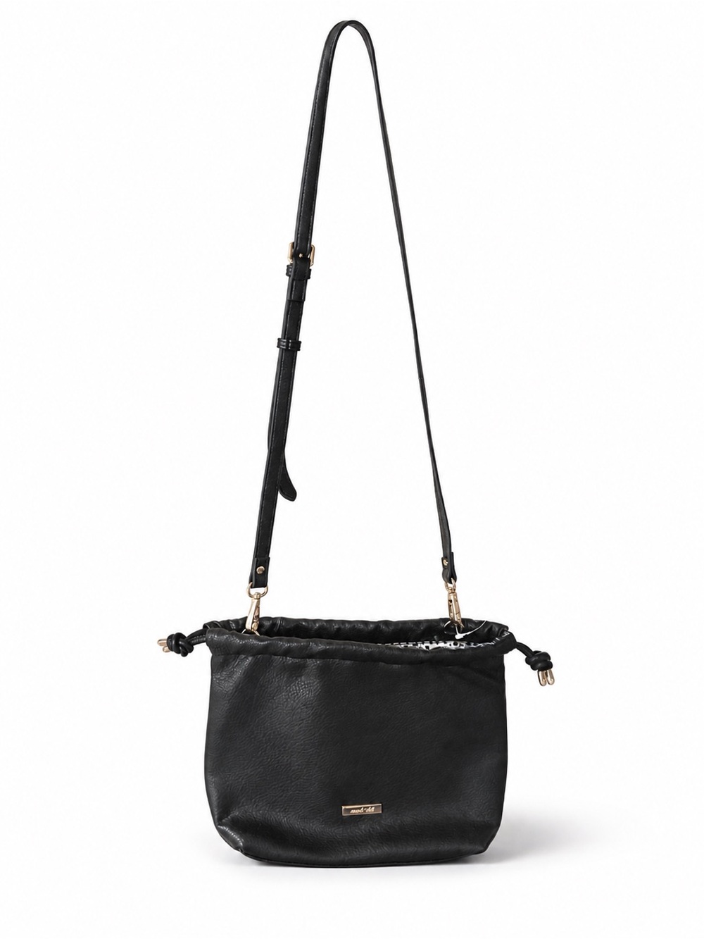 Mali + Lili Black Faux Leather Crossbody Bag Gold Hardware